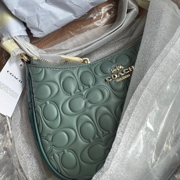 ❤️ Coach Teri Shoulder Bag In Blocked Signature Leather - Picture 10 of 12